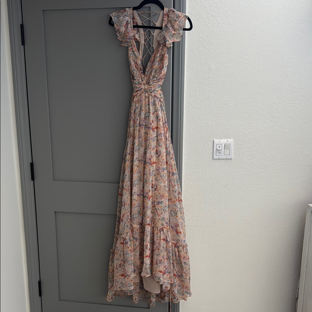 Floral Maxi Dress with Ruffle Sleeves